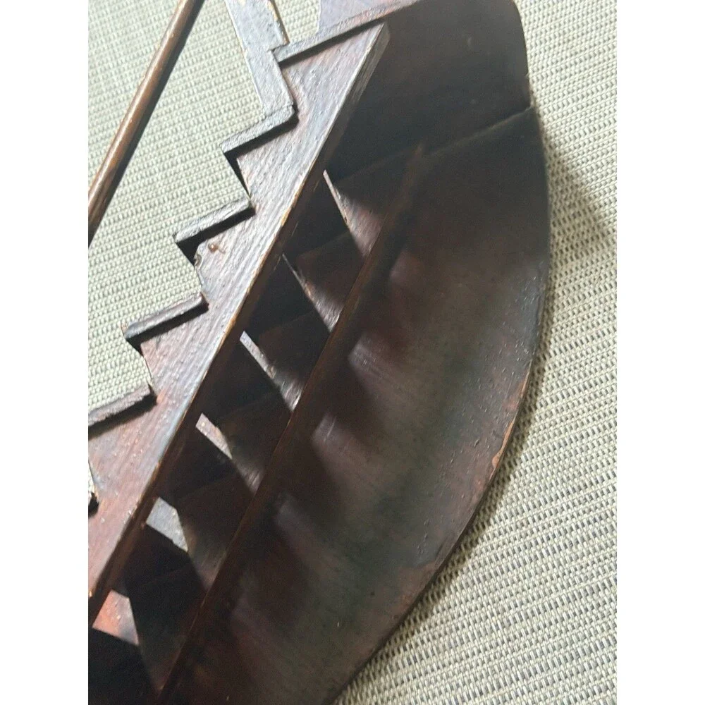 Vintage MCM Crescent Moon Stairway Wall Shelf Wood Hanging Display Folk Art 24”
